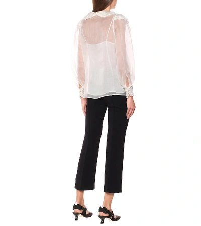 Shop Fendi Sheer Silk Blouse In White