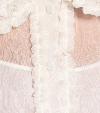 Shop Fendi Sheer Silk Blouse In White
