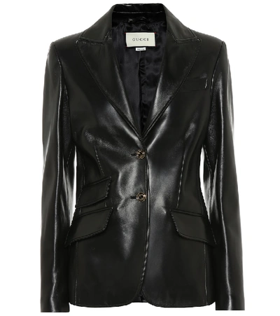 Shop Gucci Leather Blazer In Black