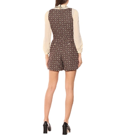 Shop Gucci Printed Cotton-blend Playsuit In Brown