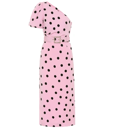 Shop Rebecca Vallance Mattel Polka-dot One-shoulder Dress In Pink