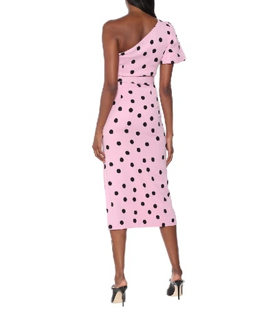 Shop Rebecca Vallance Mattel Polka-dot One-shoulder Dress In Pink
