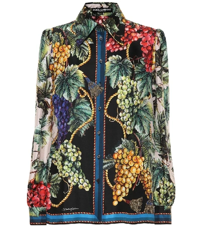 Shop Dolce & Gabbana Printed Silk Twill Shirt In Multicoloured