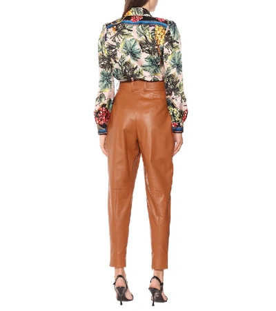 Shop Dolce & Gabbana High-rise Leather Pants In Brown