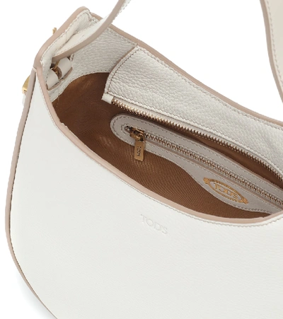 Shop Tod's Oboe Mini Leather Shoulder Bag In White