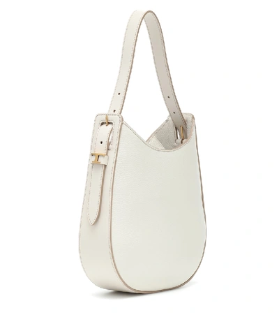 Shop Tod's Oboe Mini Leather Shoulder Bag In White