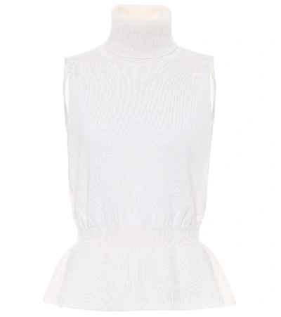 Shop Veronica Beard Noor Turtleneck Cashmere Top In White