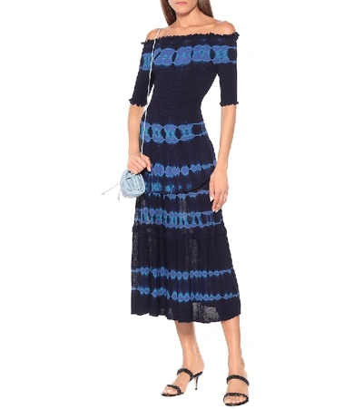 Shop Altuzarra Akaya Knit Off-shoulder Dress In Blue