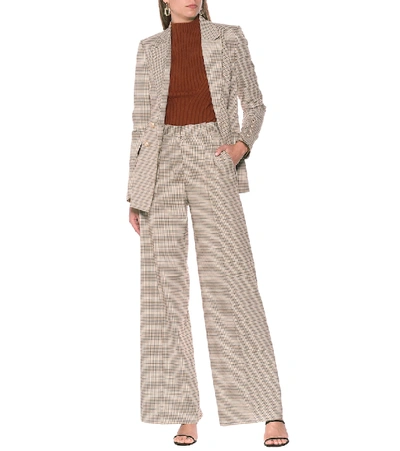 Shop Rebecca Vallance Cocoa Checked High-rise Pants In Brown