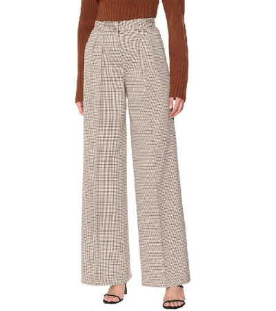 Shop Rebecca Vallance Cocoa Checked High-rise Pants In Brown