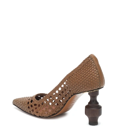 Shop Souliers Martinez Amar Woven Leather Pumps In Brown