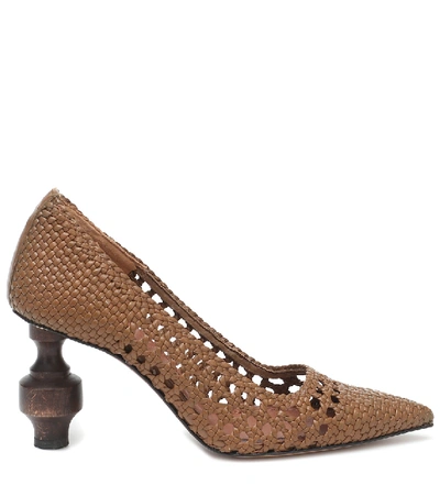 Shop Souliers Martinez Amar Woven Leather Pumps In Brown