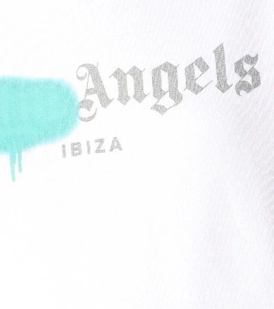 Shop Palm Angels Logo Cotton Jersey Hoodie In White