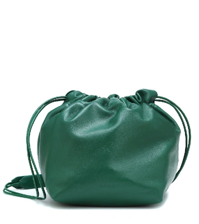 Shop Jil Sander Leather Bucket Bag In Green