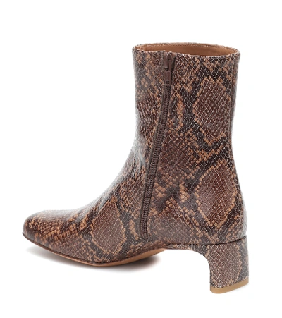 Shop Loq Monica Snake-print Leather Boots In Brown