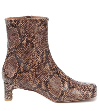 Shop Loq Monica Snake-print Leather Boots In Brown