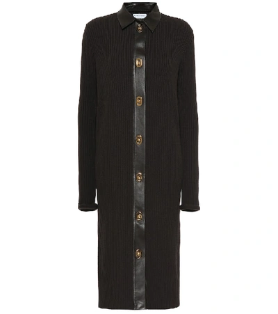 Shop Bottega Veneta Wool-blend Shirt Dress In Brown