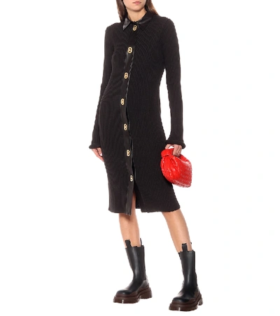 Shop Bottega Veneta Wool-blend Shirt Dress In Brown