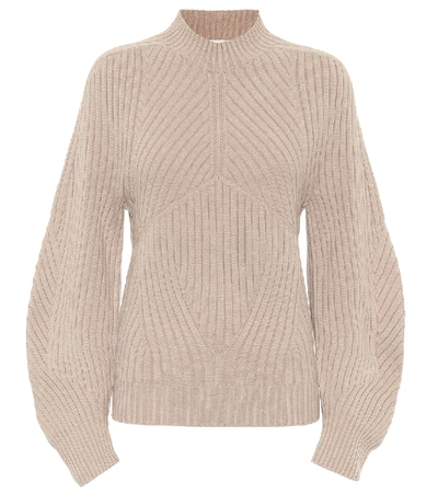 Shop Low Classic Rib-knit Stretch Wool-blend Sweater In Beige