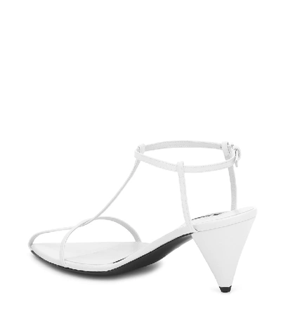 Shop Jil Sander Leather Sandals In White