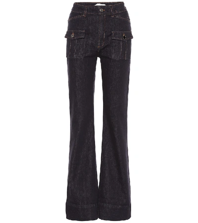 Shop Dorothee Schumacher Denim Love High-rise Flared Jeans In Blue