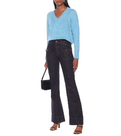 Shop Dorothee Schumacher Denim Love High-rise Flared Jeans In Blue