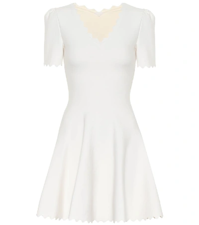 Shop Alaïa Wool Jersey Minidress In White