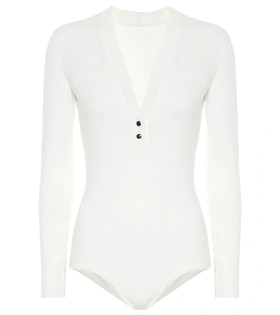 Shop Alaïa Wool-blend Bodysuit In White