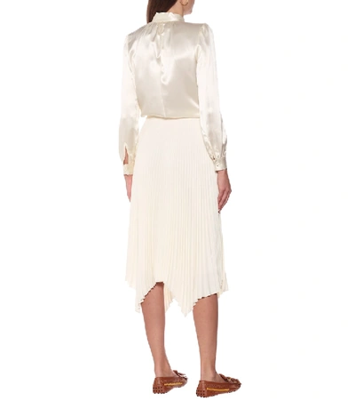 Shop Tory Burch Pleated Midi Skirt In White
