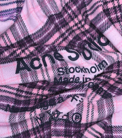Shop Acne Studios Checked Wool Flannel Scarf In Purple