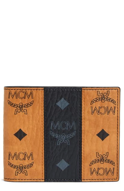Shop Mcm Visetos Leather Wallet In Cognac