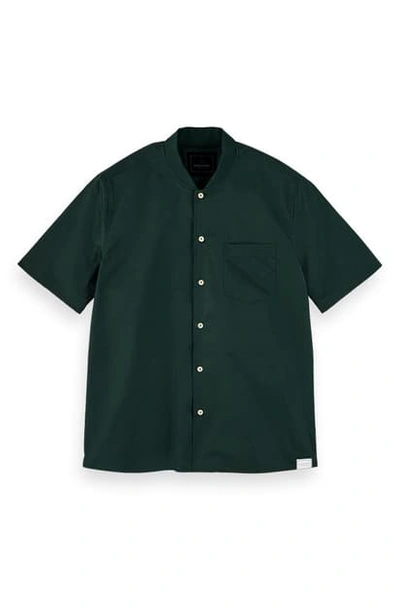 Shop Scotch & Soda Island Slim Fit Short Sleeve Button-up Shirt In Lagoon Green