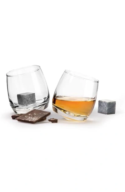 Shop Sagaform Set Of 2 Rocking Whiskey Tumblers & Drink Stones In Clear