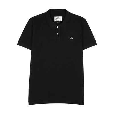 Shop Vivienne Westwood Black Piqué Cotton Polo Shirt