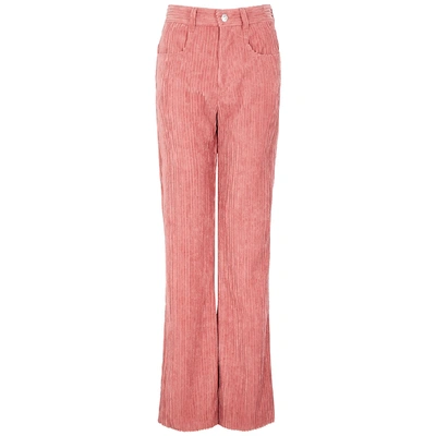 Shop Isabel Marant Étoile Delvira Rose Ribbed Velvet Trousers In Light Pink