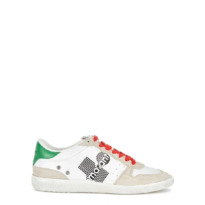 Shop Isabel Marant Bulian White Leather Sneakers In White And Green