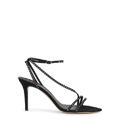 Shop Isabel Marant Axee 90 Crystal-embellished Suede Sandals In Black