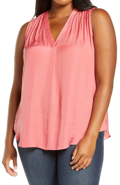 Shop Vince Camuto V-neck Rumple Blouse In Coral Blossom