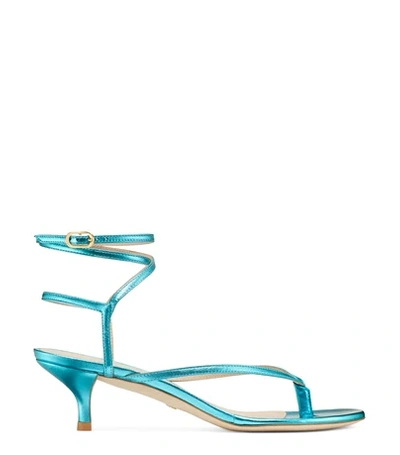 Shop Stuart Weitzman Jimena 50 In Caribe Bright Blue Metallic Leather