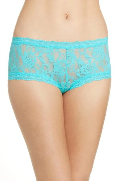 Shop Hanky Panky Signature Lace Boyshorts In Seafoam Blue