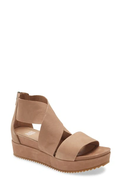 Shop Eileen Fisher Elon Wedge Sandal In Earth Nubuck Leather