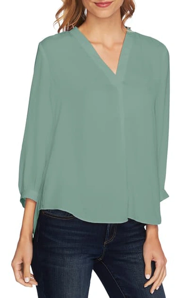 Shop Vince Camuto Rumple Fabric Blouse In Teal Lake