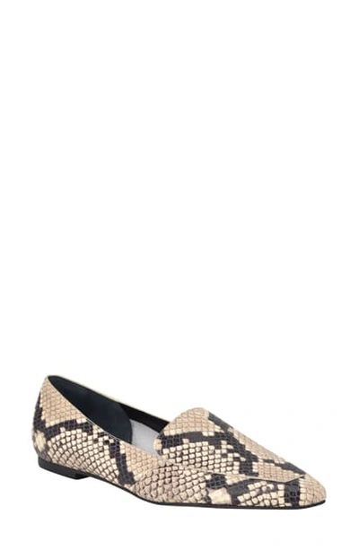 Shop Marc Fisher Ltd Enaba Square Toe Loafer In Tan Snake Print Leather