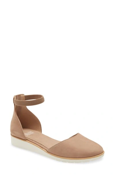 Shop Eileen Fisher Ankle Strap Wedge In Earth Nubuck Leather