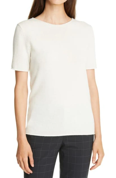 Shop Theory Tolleree Short Sleeve Cashmere Sweater In Ivory