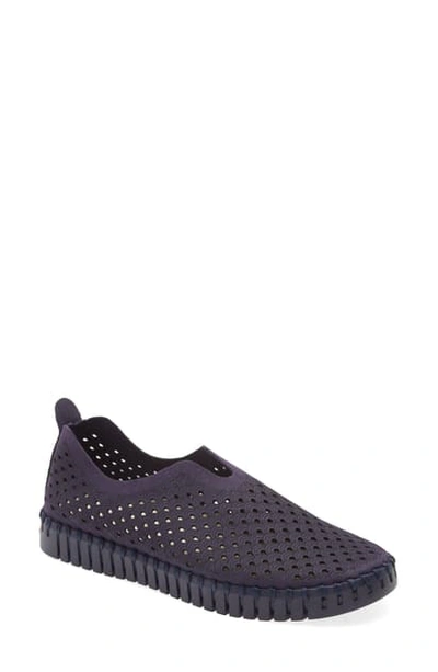 Shop Ilse Jacobsen Tulip 139 Perforated Slip-on Sneaker In All Navy Fabric