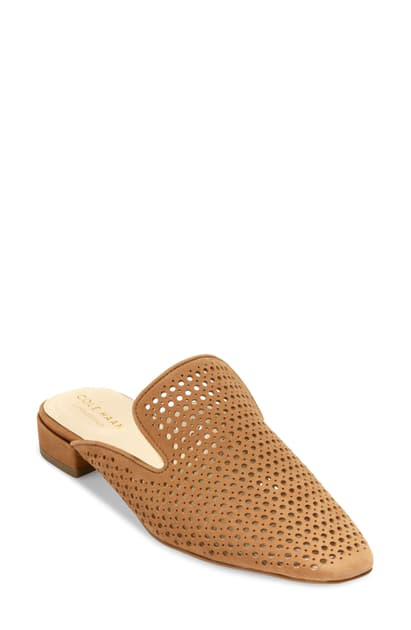 perforated leather mules