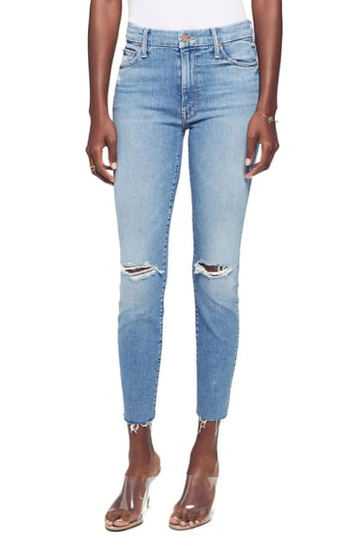 Shop Mother Looker Ripped High Waist Fray Ankle Skinny Jeans In Thrilling Shots
