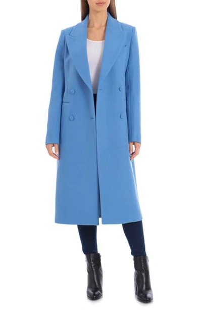 Shop Avec Les Filles Double Breasted Wool Blend Coat In Silverlake Blue