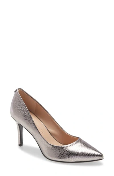 Shop Karl Lagerfeld Royale Pump In Silver Leather